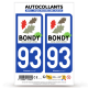 Autocollant plaque d'immatriculation 93 Bondy - Ville