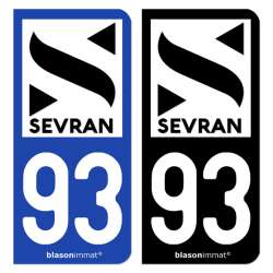 Autocollant plaque d'immatriculation 93 Sevran - Ville