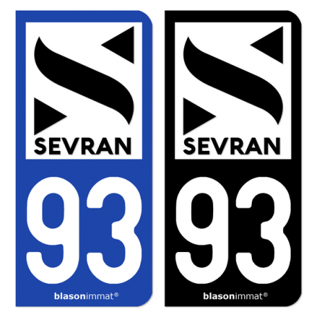 Autocollant plaque d'immatriculation 93 Sevran - Ville