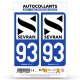 Autocollant plaque d'immatriculation 93 Sevran - Ville