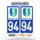 Autocollant plaque d'immatriculation 94 Choisy-le-Roi - Ville