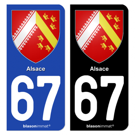 Autocollant plaque d'immatriculation 67 Alsace - Blason