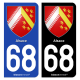Autocollant plaque d'immatriculation 68 Alsace - Blason