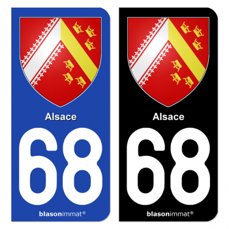 Autocollant plaque d'immatriculation 68 Alsace - Blason