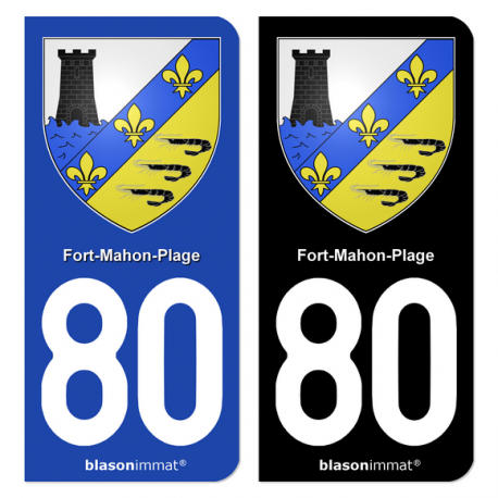 Autocollant plaque d'immatriculation 80 Fort-Mahon-Plage - Armoiries