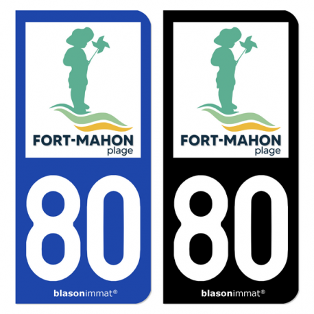 Autocollant plaque d'immatriculation 80 Fort-Mahon-Plage - Ville