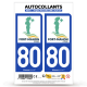 Autocollant plaque d'immatriculation 80 Fort-Mahon-Plage - Ville
