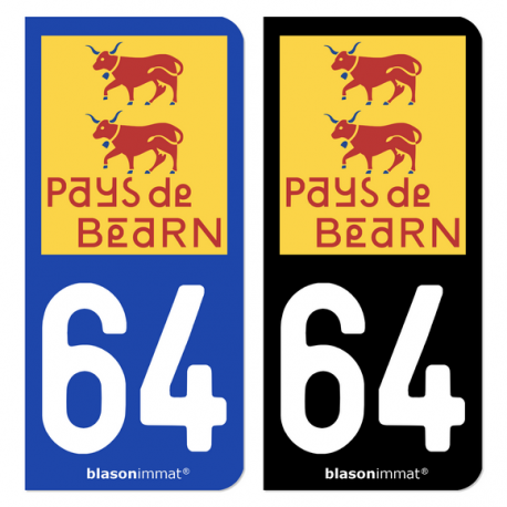 Autocollant plaque d'immatriculation 64 Béarn - Pays