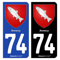 Autocollant plaque d'immatriculation 74 Annecy - Armoiries