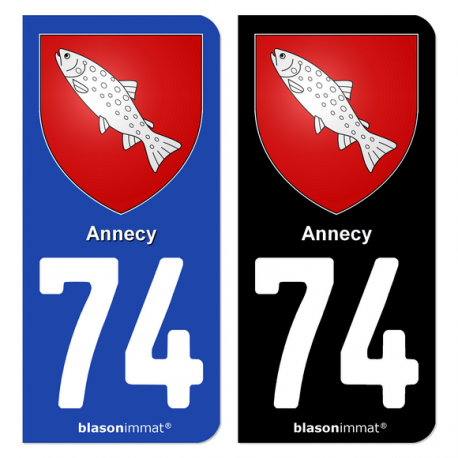 Autocollant plaque d'immatriculation 74 Annecy - Armoiries