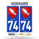 Autocollant plaque d'immatriculation 74 Annecy - Armoiries