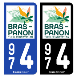 Autocollant plaque immatriculation 974 Bras-Panon - Ville