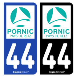 Autocollant plaque immatriculation 44 Pornic - Pays de Retz