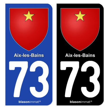 Autocollant plaque immatriculation 73 Aix-les-Bains - Armoiries
