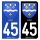 Autocollant plaque immatriculation 45 Loiret - Armoiries