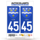 Autocollant plaque immatriculation 45 Loiret - Armoiries