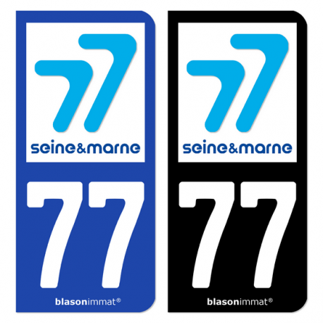 Autocollant plaque immatriculation 77 Seine-et-Marne - Département