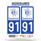 Autocollant plaque immatriculation 91 Essonne - Département