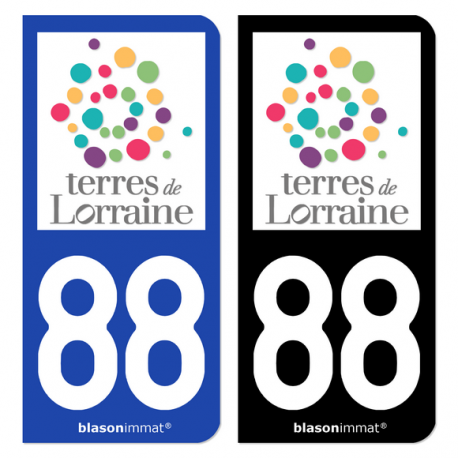 Autocollant plaque immatriculation 88 Lorraine - Terres