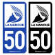 Autocollant plaque immatriculation 50 Manche - Département