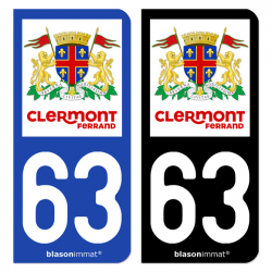 Autocollant plaque immatriculation 63 Clermont-Ferrand - Ville