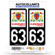 Autocollant plaque immatriculation 63 Clermont-Ferrand - Ville