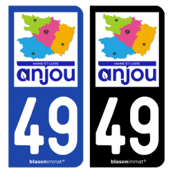 Autocollant plaque immatriculation 49 Maine-et-Loire - Département