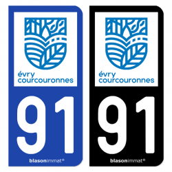 Autocollant plaque d'immatriculation 91 Évry-Courcouronnes - Ville