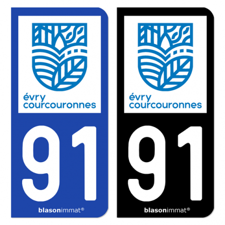 Autocollant plaque d'immatriculation 91 Évry-Courcouronnes - Ville