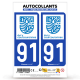 Autocollant plaque d'immatriculation 91 Évry-Courcouronnes - Ville