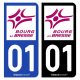 Autocollant plaque immatriculation 01 Bourg-en-Bresse - Ville