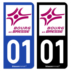 Autocollant plaque immatriculation 01 Bourg-en-Bresse - Ville