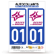 Autocollant plaque immatriculation 01 Bourg-en-Bresse - Ville