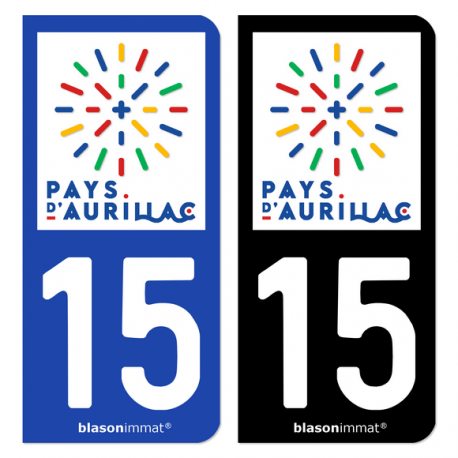 Autocollant plaque immatriculation 15 Aurillac - Pays