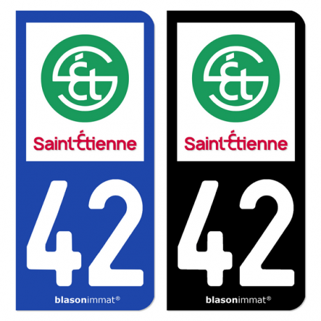 Autocollant plaque immatriculation 42 Saint-Etienne - Ville