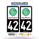 Autocollant plaque immatriculation 42 Saint-Etienne - Ville