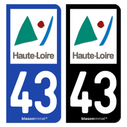 Autocollant plaque immatriculation 43 Haute-Loire - Département