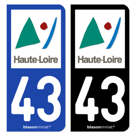 Autocollant plaque immatriculation 43 Haute-Loire - Département