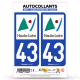 Autocollant plaque immatriculation 43 Haute-Loire - Département