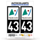 Autocollant plaque immatriculation 43 Haute-Loire - Département