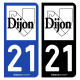 Autocollant plaque immatriculation 21 Dijon - Ville