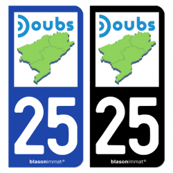 Autocollant plaque d'immatriculation 25 Doubs - Département