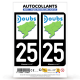 Autocollant plaque d'immatriculation 25 Doubs - Département
