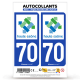 Autocollant plaque immatriculation 70 Haute-Saône - Département