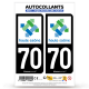 Autocollant plaque immatriculation 70 Haute-Saône - Département