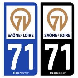 Autocollant plaque immatriculation 71 Saône-et-Loire - Département