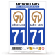 Autocollant plaque immatriculation 71 Saône-et-Loire - Département