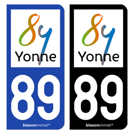 Autocollant plaque immatriculation 89 Yonne - Département
