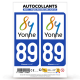 Autocollant plaque immatriculation 89 Yonne - Département