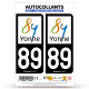 Autocollant plaque immatriculation 89 Yonne - Département
